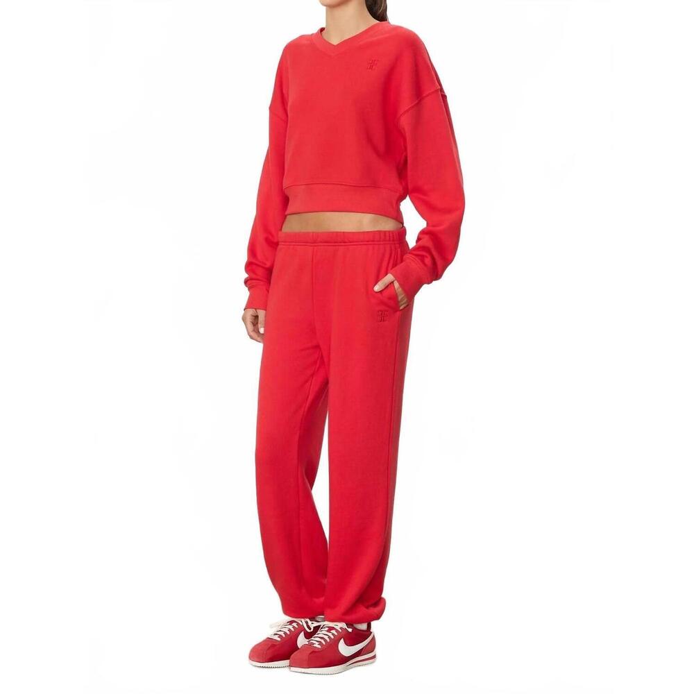 NEW ETERNE boyfriend pocket sweatpants in scarlet - Picture 2 of 3